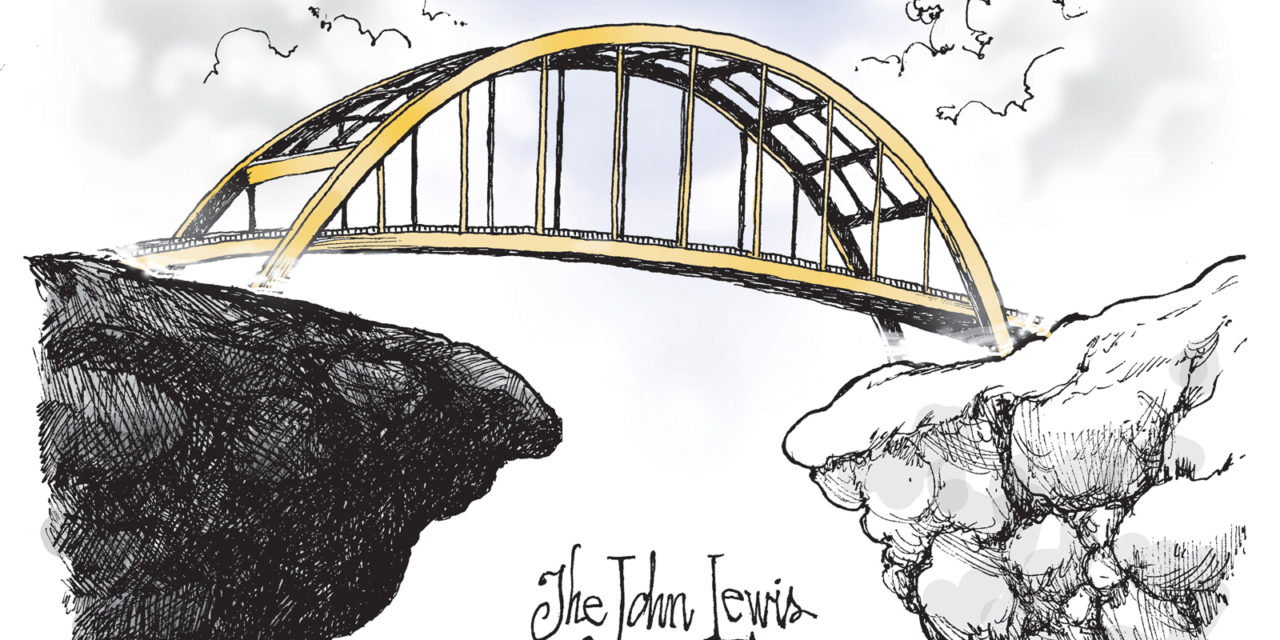 The John Lewis Bridge, A Cartoon By Award-Winning Bill Day