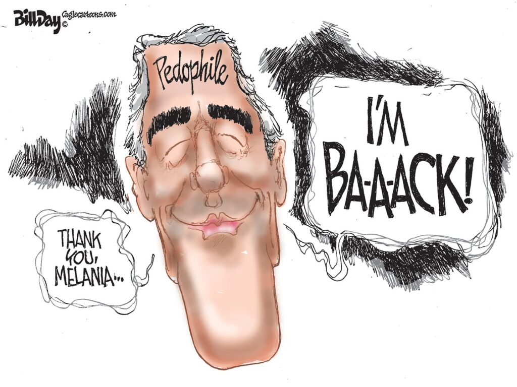 Epstein Returns, A Cartoon by Award-Winning Bill Day