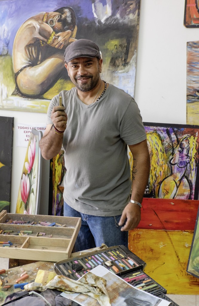 Colombian artist Luis Villanueva in his studio in Buga, Colombia.