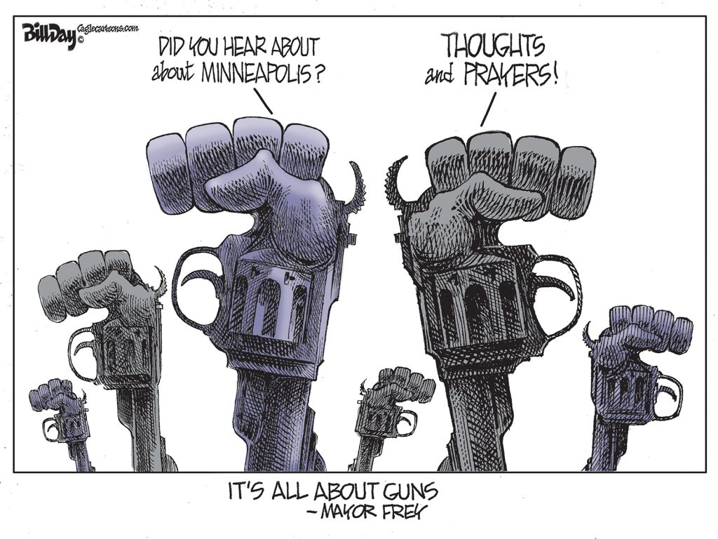 It’s All About The Guns, A Cartoon by Award-Winning Bill Day