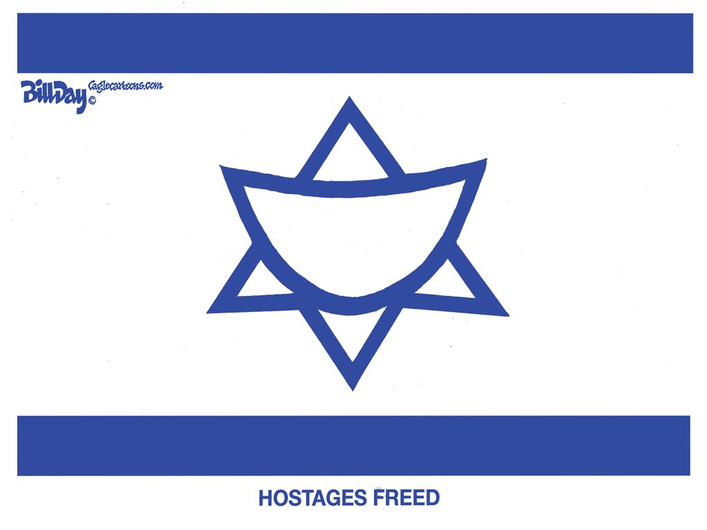 Hostages Freed, A Cartoon by Award-Winning Bill Day